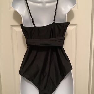 Unbranded One Piece Black Strappy Sexy Cutout Tie Bathing Suit arge